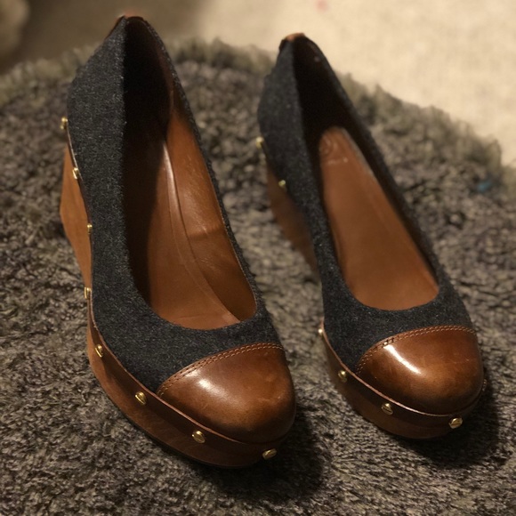 Tory Burch Shoes - Tory Burch wood ,wool and leather platform SALE